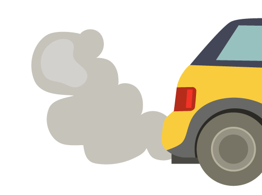 car emitting gas and smog pollution.